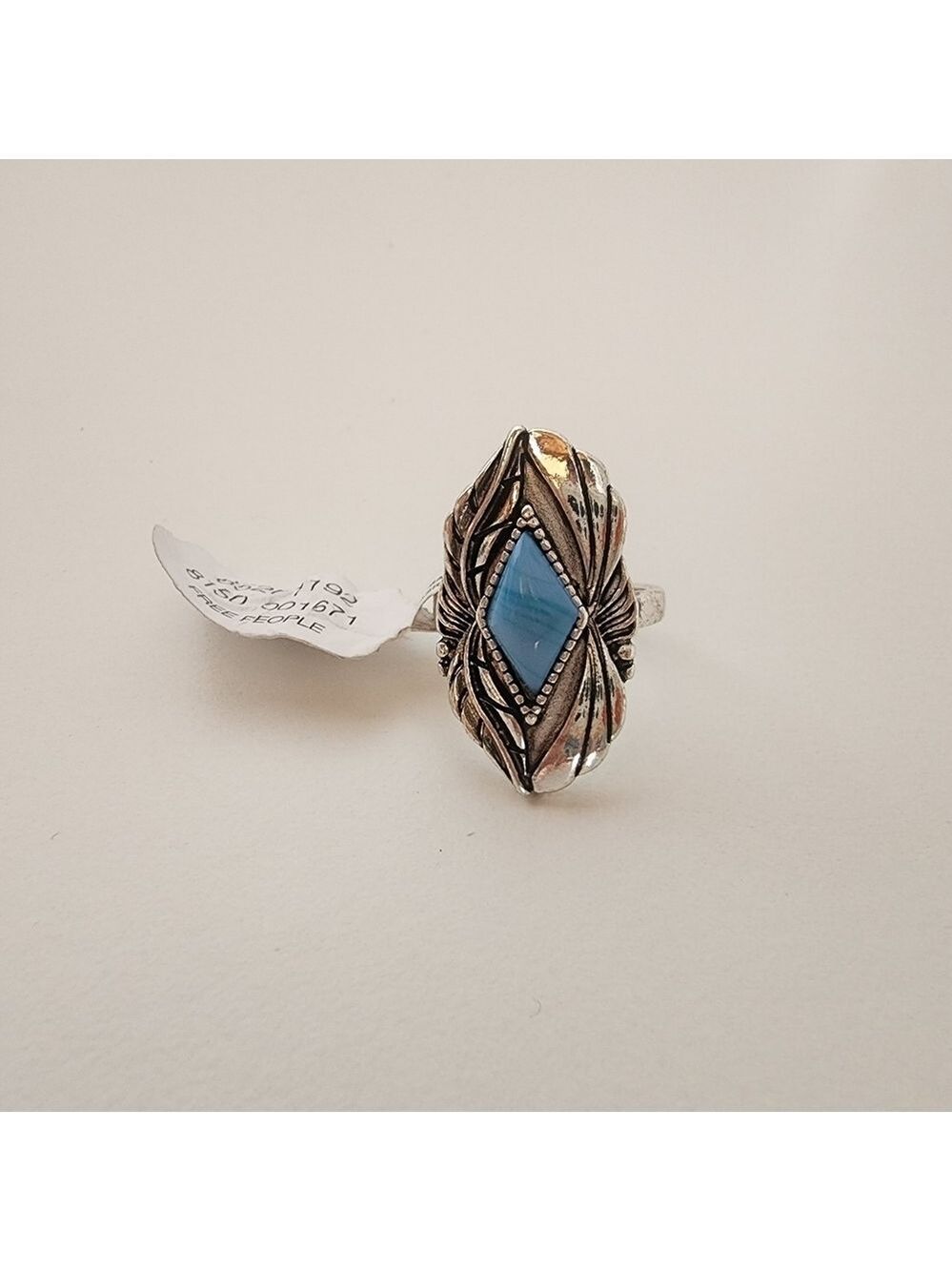 NWT Free People Silver Blue Boho Ring SIZE 7